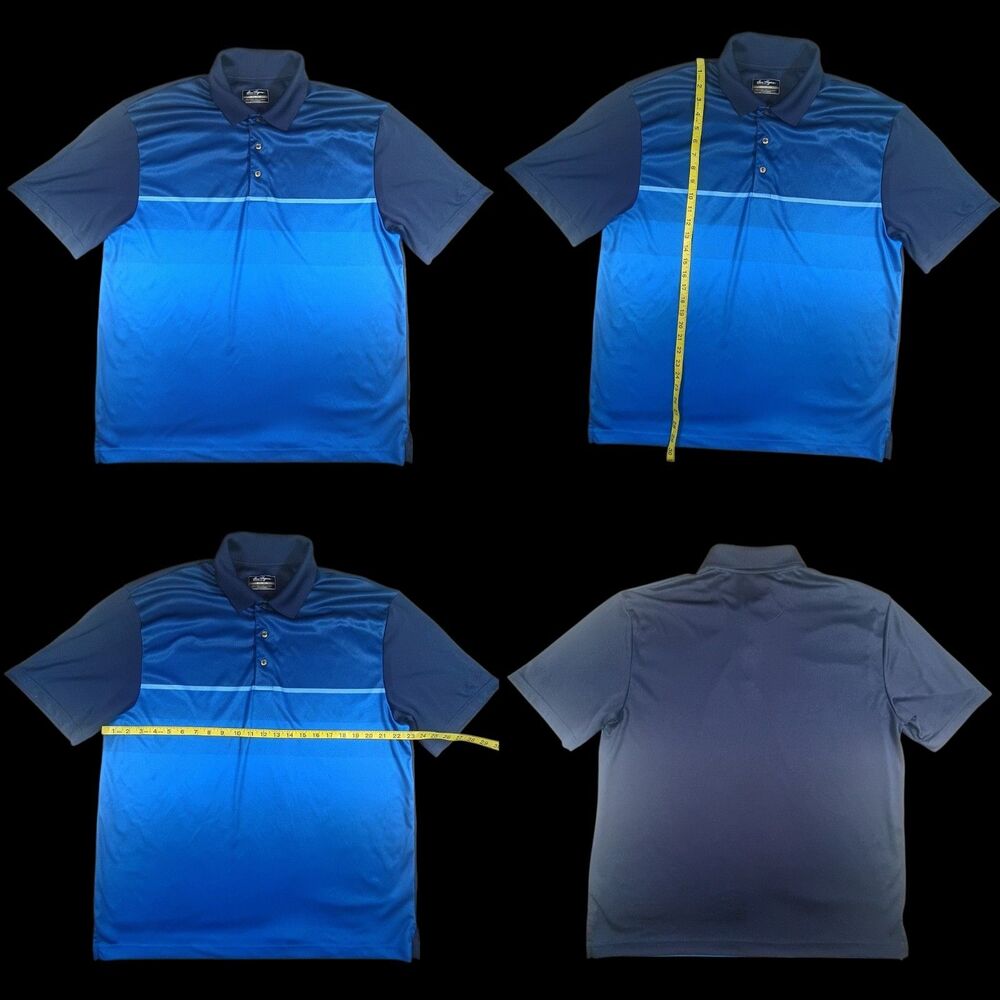 Ben Hogan Performance Men's XL Polo Navy/Blue Diamond Geometric Pattern NWOT